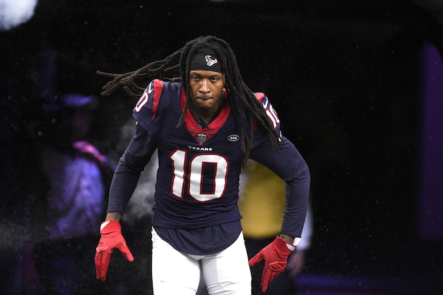 Houston Texans wide receiver DeAndre Hopkins (10) is introduced before an NFL football game Sunday, Dec. 9, 2018, in Houston. (AP Photo/Eric Christian Smith)