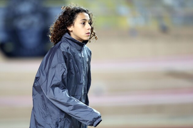 French player Amara Djelassi looks on, prior to the French L1 football match between Monaco and Angers at the