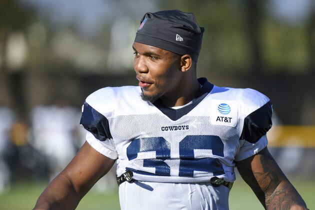 Dallas Cowboys running back Tony Pollard at the NFL football team's training camp in Oxnard, Calif., Monday, July 29, 2019. (AP Photo/Michael Owen Baker)