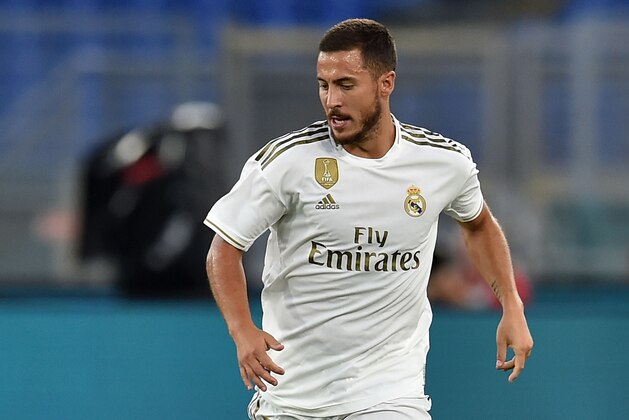 ROME, ITALY - AUGUST 11:  Eden Hazard of Real Madrid in action during the Pre Season Friendly match between AS Roma and Real Madrid at Olimpico Stadium on August 11, 2019 in Rome, Italy.  (Photo by Giuseppe Bellini/Getty Images)
