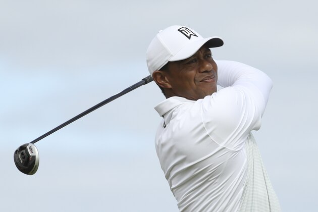 Tiger Woods of the United States plays his tee shot on the 2nd hole during the second round of the British Open Golf Championships at Royal Portrush in Northern Ireland, Friday, July 19, 2019.(AP Photo/Peter Morrison)
