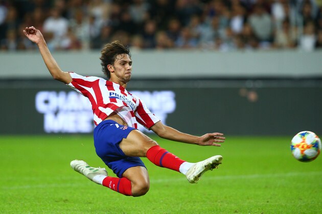 STOCKHOLM, SWEDEN - AUGUST 10:   Joao Felix of Atletico Madrid scores a goal to make the score 2-1 during the International Champions Cup match between Atletico Madrid and Juventus on August 10, 2019 in Stockholm, Sweden. (Photo by Charlie Crowhurst/International Champions Cup/Getty Images)