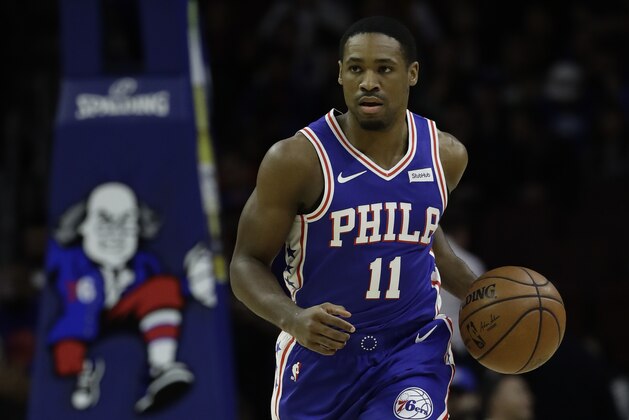 Philadelphia 76ers' Demetrius Jackson in action during an NBA basketball game against the New York Knicks, Wednesday, Dec. 19, 2018, in Philadelphia. (AP Photo/Matt Slocum