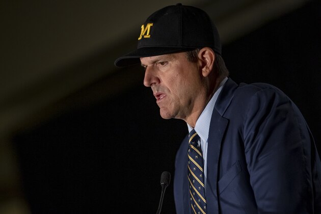 CHICAGO, IL - JUL 19: Michigan Wolverines head coach Jim Harbaugh is seen at Big Ten football media days on July 19, 2019 in Chicago, Illinois. (Photo by Michael Hickey/Getty Images)
