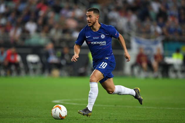 Eden Hazard of Chelsea in action during the UEFA Europa League Final between Chelsea and Arsenal at Baku Olimpiya Stadionu on May 29, 2019 in Baku, Azerbaijan. (Photo by Etsuo Hara/Getty Images)