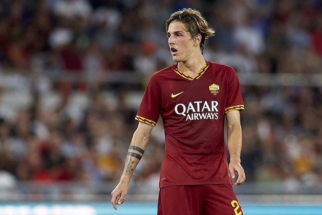ROME, ITALY - AUGUST 11:  Nicolo Zaniolo of Roma looks on during the pre-season friendly match between AS Roma and Real Madrid at Stadio Olimpico on August 11, 2019 in Rome, Italy. (Photo by Quality Sport Images/Getty Images)