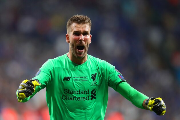 ISTANBUL, TURKEY - AUGUST 14:  Adrian of Liverpool reacts after Sadio Mane scored a goal in extra time to make it 2-1 during the UEFA Super Cup match between Liverpool and Chelsea at Vodafone Park on August 14, 2019 in Istanbul, Turkey. (Photo by Chris Brunskill/Fantasista/Getty Images)