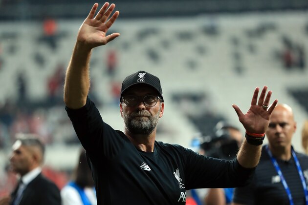 ISTANBUL, TURKEY - AUGUST 14: Jurgen Klopp, Manager of Liverpool celebrates victory following the UEFA Super Cup match between Liverpool and Chelsea at Vodafone Park on August 14, 2019 in Istanbul, Turkey.  (Photo by Amin Mohammad Jamali/Getty Images)