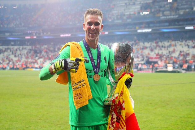 ISTANBUL, TURKEY - AUGUST 14:  Adrian of Liverpool celebrates with the trophy at the end of the UEFA Super Cup match between Liverpool and Chelsea at Vodafone Park on August 14, 2019 in Istanbul, Turkey. (Photo by Chris Brunskill/Fantasista/Getty Images)