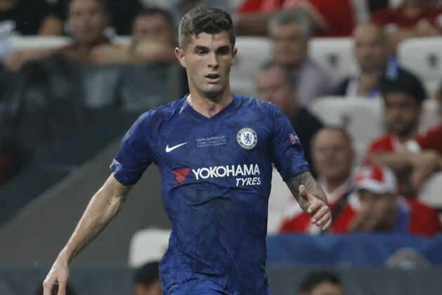 ISTANBUL, TURKEY - AUGUST 14: Christian Pulisic of Chelsea in action during the UEFA Super Cup match between Liverpool and Chelsea at Vodafone Park on August 14, 2019 in Istanbul, Turkey. (Photo by MB Media/Getty Images)