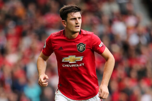 MANCHESTER, ENGLAND - AUGUST 11: Harry Maguire of Manchester United during the Premier League match between Manchester United and Chelsea FC at Old Trafford on August 11, 2019 in Manchester, United Kingdom. (Photo by Matthew Ashton - AMA/Getty Images)