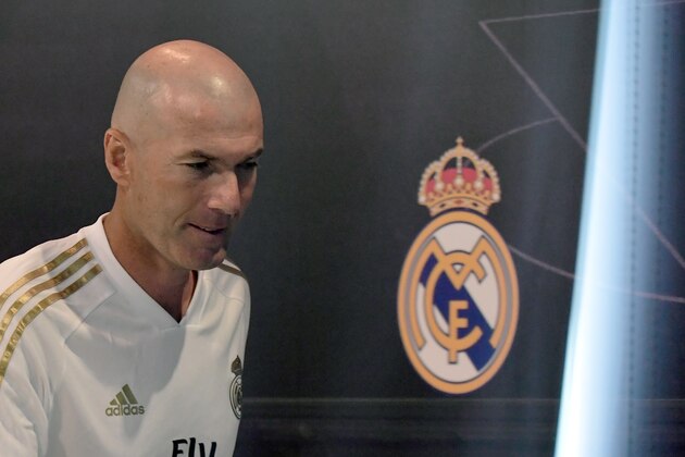 Real Madrid's French coach Zinedine Zidane leaves after holding a press conference at Real Madrid's sports city in Madrid on August 16, 2019. (Photo by JAVIER SORIANO / AFP)        (Photo credit should read JAVIER SORIANO/AFP/Getty Images)
