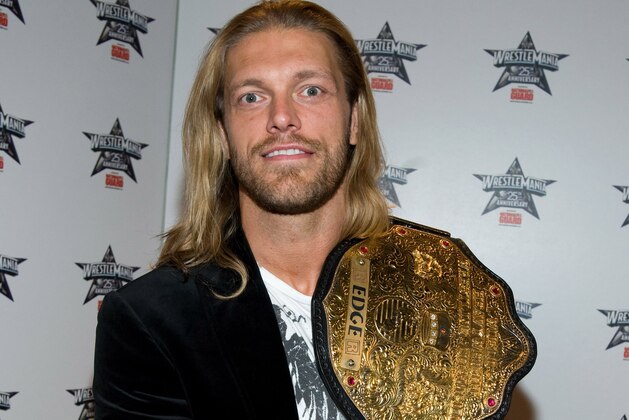 Wrestler Edge attends the 25th Anniversary of WrestleMania press conference at the Hard Rock Cafe, Tuesday, March 31, 2009, in New York. (AP Photo/Charles Sykes)