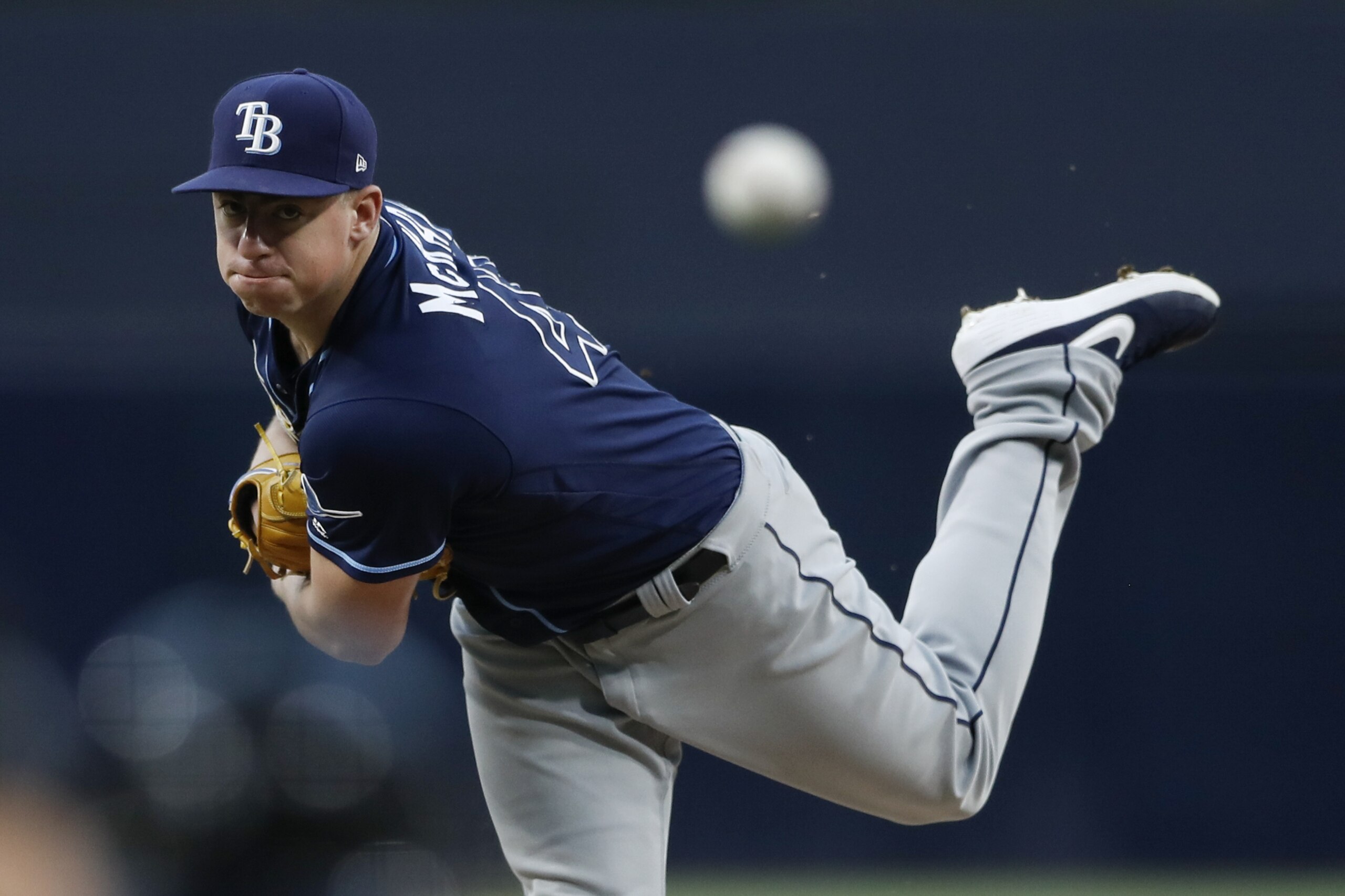 Tampa Bay Rays starting pitcher Brendan McKay works against a San Diego Padres batter during the first inning of a baseball game Tuesday, Aug. 13, 2019, in San Diego. (AP Photo/Gregory Bull) Tampa Bay Rays starting pitcher Brendan McKay works against a San Diego Padres batter during the first inning of a baseball game Tuesday, Aug. 13, 2019, in San Diego. (AP Photo/Gregory Bull)