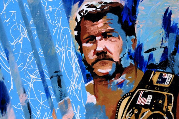 A painting of Harley Race by Rob Schamberger.