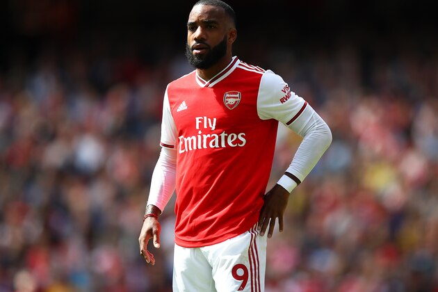 LONDON, ENGLAND - AUGUST 17:  Alexandre Lacazette of Arsenal looks on during the Premier League match between Arsenal FC and Burnley FC at Emirates Stadium on August 17, 2019 in London, United Kingdom. (Photo by Julian Finney/Getty Images)