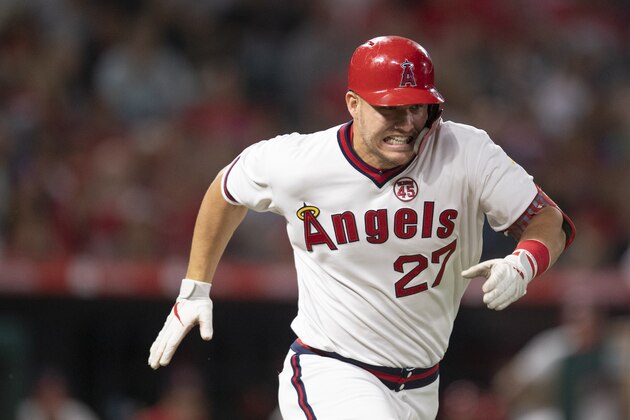 Los Angeles Angels' Mike Trout in a baseball game against the Chicago White Sox in Anaheim, Calif., Friday, Aug. 16, 2019. (AP Photo/Kyusung Gong) Los Angeles Angels' Mike Trout in a baseball game against the Chicago White Sox in Anaheim, Calif., Friday, Aug. 16, 2019. (AP Photo/Kyusung Gong)