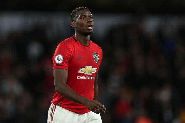 WOLVERHAMPTON, ENGLAND - AUGUST 19: Paul Pogba of Manchester United during the Premier League match between Wolverhampton Wanderers and Manchester United at Molineux on August 19, 2019 in Wolverhampton, United Kingdom. (Photo by Matthew Ashton - AMA/Getty Images)