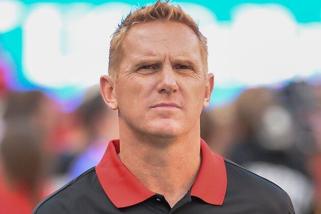 LINCOLN, NE - SEPTEMBER 02: Head coach Blake Anderson of the Arkansas State Red Wolves on the field before the game against the Nebraska Cornhuskers at Memorial Stadium on September 2, 2017 in Lincoln, Nebraska. (Photo by Steven Branscombe/Getty Images)