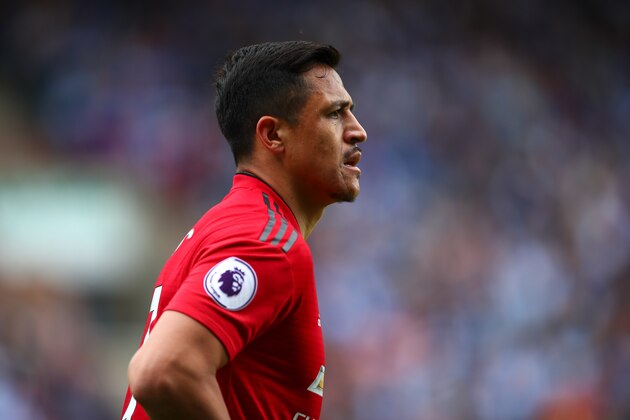 HUDDERSFIELD, ENGLAND - MAY 05:  Alexis Sanchez of Manchester United during the Premier League match between Huddersfield Town and Manchester United at John Smith's Stadium on May 5, 2019 in Huddersfield, United Kingdom. (Photo by Robbie Jay Barratt - AMA/Getty Images)