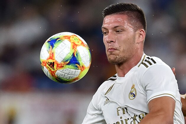 ROME, ITALY - AUGUST 11:  Luka Jovic of Real Madrid in action during the Pre Season Friendly match between AS Roma and Real Madrid at Olimpico Stadium on August 11, 2019 in Rome, Italy.  (Photo by Giuseppe Bellini/Getty Images)