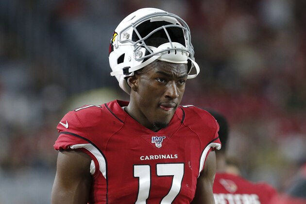 Arizona Cardinals receiver Hakeem Butler during the second half of an NFL preseason football game against the Oakland Raiders, Thursday, Aug. 15, 2019, in Glendale, Ariz. (AP Photo/Ralph Freso)
