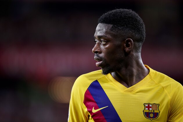 BILBAO, SPAIN - AUGUST 16: Ousmane Dembele of FC Barcelona during the La Liga Santander  match between Athletic de Bilbao v FC Barcelona at the Estadio San Mames on August 16, 2019 in Bilbao Spain (Photo by David S. Bustamante/Soccrates/Getty Images)