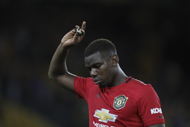 WOLVERHAMPTON, ENGLAND - AUGUST 19: Paul Pogba of Manchester United during the Premier League match between Wolverhampton Wanderers and Manchester United at Molineux on August 19, 2019 in Wolverhampton, United Kingdom. (Photo by James Baylis - AMA/Getty Images)