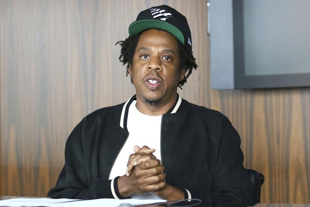 Jay-Z makes an announcement of the launch of Dream Chasers record label in joint venture with Roc Nation, at the Roc Nation headquarters on Tuesday, July 23, 2019, in New York.  Meek Mill, the Philadelphia rapper-turned-entrepreneur is launching a new record label in a joint venture with Jay-Z’s Roc Nation. (Photo by Greg Allen/Invision/AP)