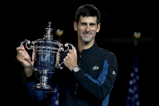 NEW YORK, NY - SEPTEMBER 09:  Novak Djokovic of Serbia celebrates his win over Juan Martin Del Potro of Argentina during the men's final of the US Open at Arthur Ashe Stadium on September 9, 2018 in New York City.  (Photo by Matthew Stockman/Getty Images)
