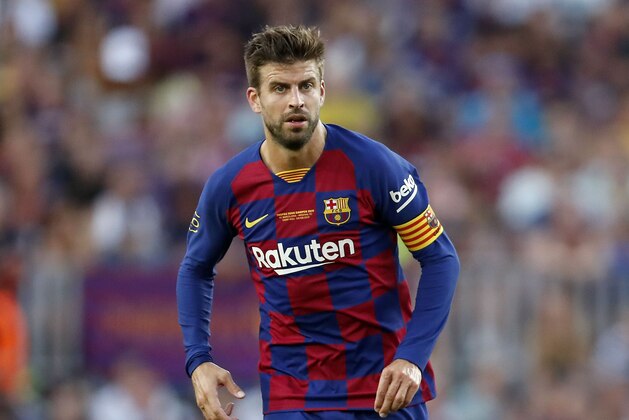 Gerard Pique of FC Barcelona during the Trofeu Joan Gamper match between FC Barcelona and Arsenal FC at the Camp Nou stadium on August 04, 2019 in Barcelona, Spain(Photo by VI Images via Getty Images)