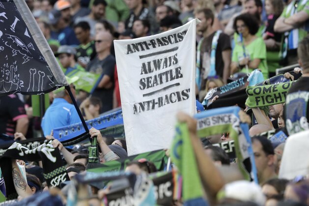 In this July 21, 2019, photo, a sign that reads