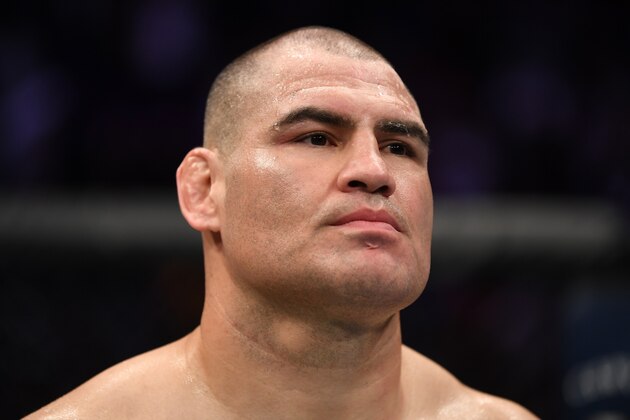 PHOENIX, ARIZONA - FEBRUARY 17:  Cain Velasquez reacts after his KO loss to Francis Ngannou of Cameroon in their heavyweight bout during the UFC Fight Night event at Talking Stick Resort Arena on February 17, 2019 in Phoenix, Arizona. (Photo by Josh Hedges/Zuffa LLC/Zuffa LLC via Getty Images)
