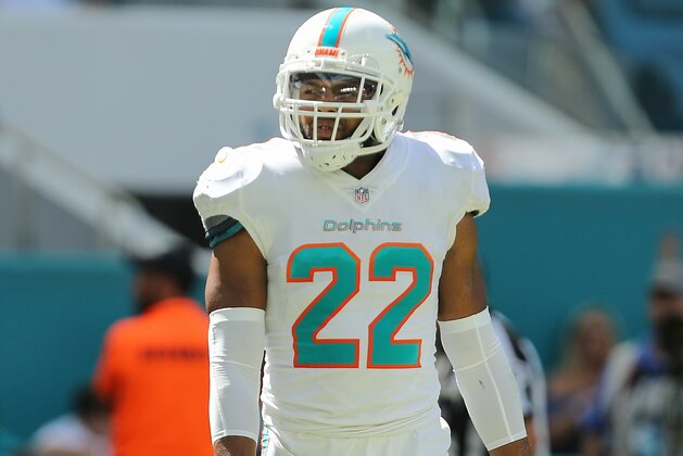 MIAMI, FL - OCTOBER 21:  T.J. McDonald #22 of the Miami Dolphins in action against the Detroit Lions at Hard Rock Stadium on October 21, 2018 in Miami, Florida.  (Photo by Michael Reaves/Getty Images)