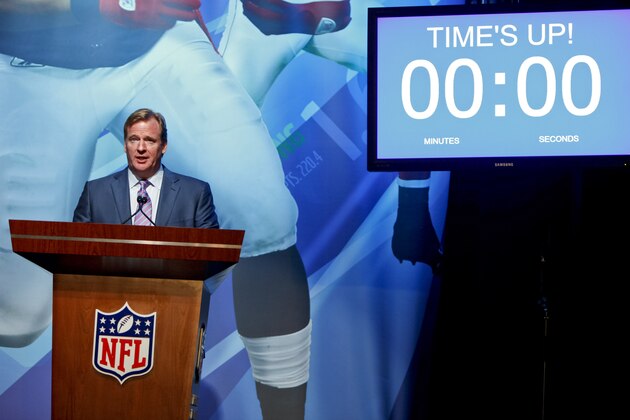 NFL commissioner Roger Goodell is seen during the DirecTV NFL Fantasy Week on Thursday, Aug. 23, 2012 at the Best Buy theatre in Times Square in New York. (Photo by Brian Ach/AP Images for NFL)