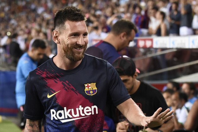 Barcelona's Argentine forward Lionel Messi arrives before the Spanish League football match between Barcelona and Real Betis at the Camp Nou stadium in Barcelona on August 25, 2019. (Photo by Josep LAGO / AFP)        (Photo credit should read JOSEP LAGO/AFP/Getty Images)
