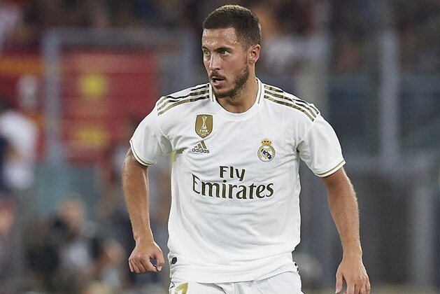 ROME, ITALY - AUGUST 11: Eden Hazard of Real Madrid in action during the pre-season friendly match between AS Roma and Real Madrid at Stadio Olimpico on August 11, 2019 in Rome, Italy. (Photo by Quality Sport Images/Getty Images)