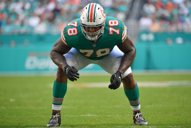 MIAMI, FL - DECEMBER 02: Laremy Tunsil #78 of the Miami Dolphins in action during the game against the Buffalo Bills at Hard Rock Stadium on December 2, 2018 in Miami, Florida. (Photo by Mark Brown/Getty Images)