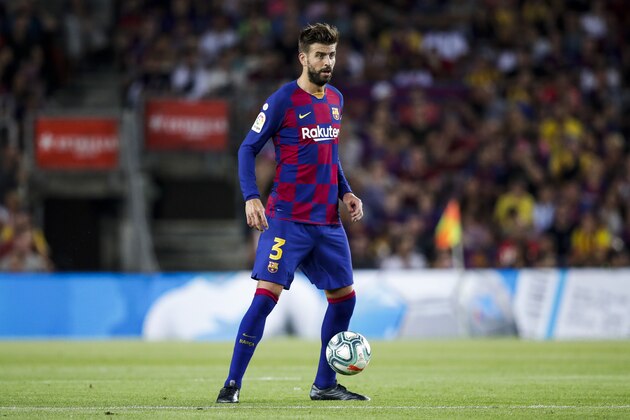 BARCELONA, SPAIN - AUGUST 25: Gerard Pique of FC Barcelona during the La Liga Santander  match between FC Barcelona v Real Betis Sevilla at the Camp Nou on August 25, 2019 in Barcelona Spain (Photo by David S. Bustamante/Soccrates/Getty Images)