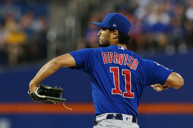NEW YORK, NY - AUGUST 27: Pitcher Yu Darvish #11 of the Chicago Cubs delivers a pitch against the New York Mets during the second inning of a game at Citi Field on August 27, 2019 in New York City. (Photo by Rich Schultz/Getty Images)