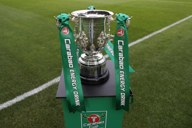 NEWPORT, WALES - AUGUST 27: The Carabao Cup trophy ahead of the Carabao Cup Second Round match between Newport County and West Ham United at Rodney Parade on August 27, 2019 in Newport, Wales. (Photo by Catherine Ivill/Getty Images)