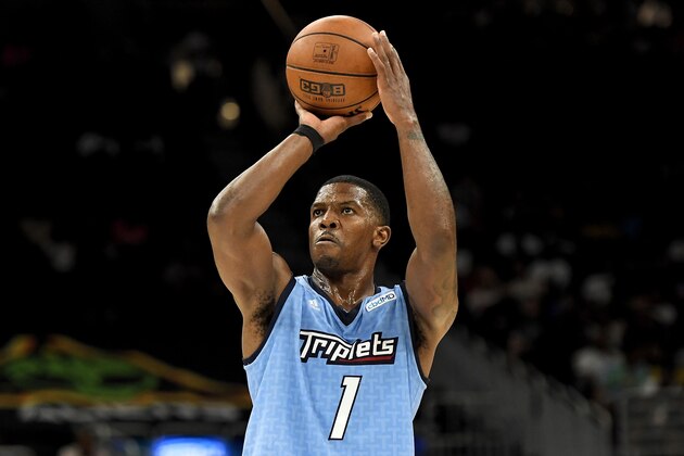 MILWAUKEE, WISCONSIN - AUGUST 04:  Joe Johnson #1 of the Triplets attempts a free throw in the first half against the 3 Headed Monsters during BIG3 - Week Seven at Fiserv Forum on August 04, 2019 in Milwaukee, Wisconsin. (Photo by Stacy Revere/BIG3 via Getty Images)