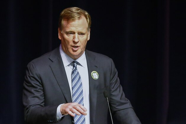 NFL Commissioner, Roger Goodell, speaks during a memorial service for former Alabama and Green Bay Packer quarterback, Bart Starr, Sunday, June 9, 2019, in Homewood, Ala. (AP Photo/Butch Dill)