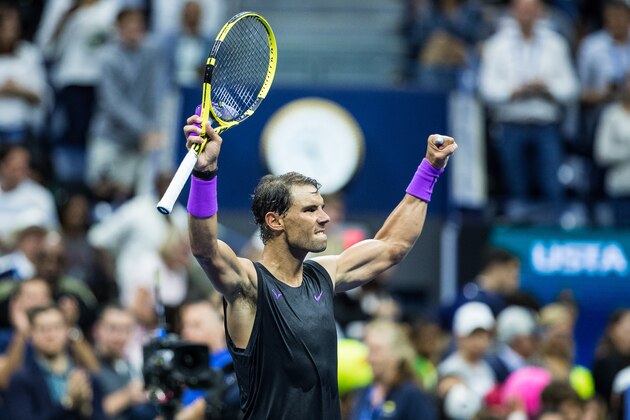 NEW YORK, NEW YORK - AUGUST 27: Rafael Nadal of Spain thanks the crowd after his Men's Singles first round match against John Millman of Australia on day two of the US Open at the USTA Billie Jean King National Tennis Center on August 27, 2019 in the Flushing neighborhood of the Queens borough of New York City. (Photo by Chaz Niell/Getty Images)