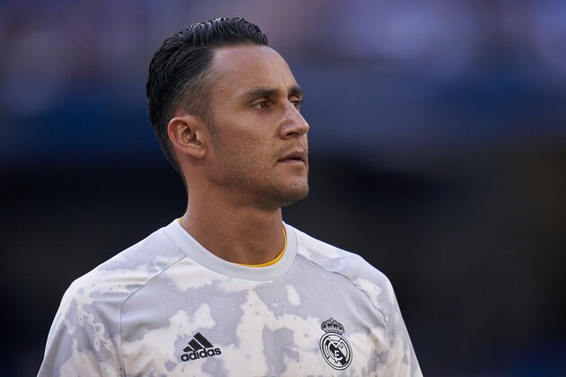 MADRID, SPAIN - AUGUST 24: Keylor Navas Real Madrid CF in action during warm up during the La Liga match between Real Madrid CF and Real Valladolid CF at Estadio Santiago Bernabeu on August 24, 2019 in Madrid, Spain. (Photo by Quality Sport Images/Getty Images)