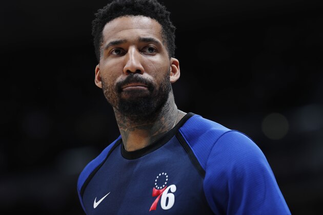 Philadelphia 76ers forward Wilson Chandler (22) in the second half of an NBA basketball game Saturday, Jan. 26, 2019, in Denver. The Nuggets won 126-110. (AP Photo/David Zalubowski)