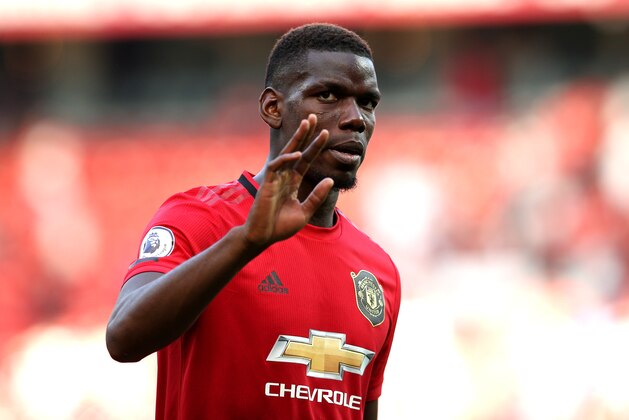 MANCHESTER, ENGLAND - AUGUST 24: Paul Pogba of Manchester United reacts during the Premier League match between Manchester United and Crystal Palace at Old Trafford on August 24, 2019 in Manchester, United Kingdom. (Photo by Jan Kruger/Getty Images)
