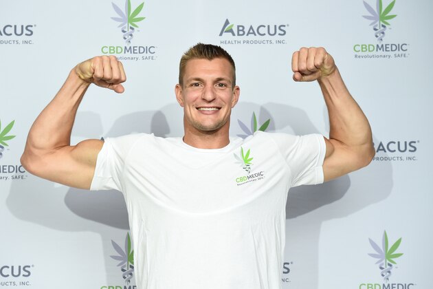NEW YORK, NEW YORK - AUGUST 27: Rob Gronkowski at a press conference announced he is becoming an advocate for CBD and will partner with Abacus Health Products, maker of CBDMEDIC Topical Pain Products on August 27, 2019 in New York City. (Photo by Ilya S. Savenok/Getty Images for CBDMEDIC)