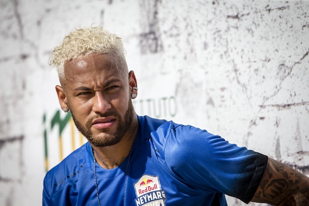 PRAIA GRANDE,  BRAZIL - JULY 13: Neymar Jr looks on at Neymar Jr's Five World Final in Praia Grande, Brazil on July 13, 2019. (Photo by Christian Pondella/Getty Images)