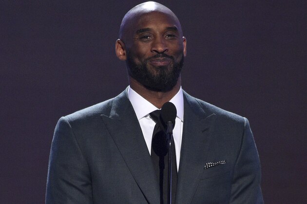 Kobe Bryant present the Arthur Ashe award for courage at the ESPY Awards on Wednesday, July 10, 2019, at the Microsoft Theater in Los Angeles. (Photo by Chris Pizzello/Invision/AP)